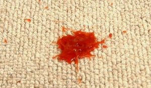 تصویری از لکه سس گوجه فرنگی روی فرش